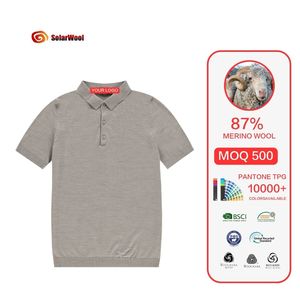 Solarwool Factory OEM Custom Anti-Odor Merino Wool Blend Polo Shirt