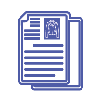 Apparel tech pack development icon