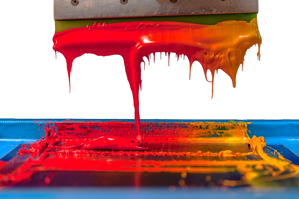 High speed industrial screen printing setup for bulk custom apparel