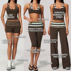 Custom Fitness Yoga Sports Wear Halter Top And Fold Over Bottoms Gym Clothes Workout Set