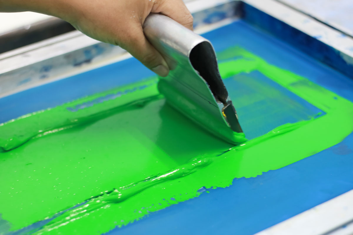 Automated screen printing press in Los Angeles facility