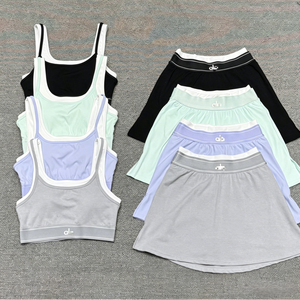 Yoga Vest Skirt Set Geometric Pattern Fitness Sports Running Two-Piece Workout Clothes